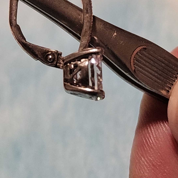 Sterling Silver CZ leverback earrings - Picture 6 of 10